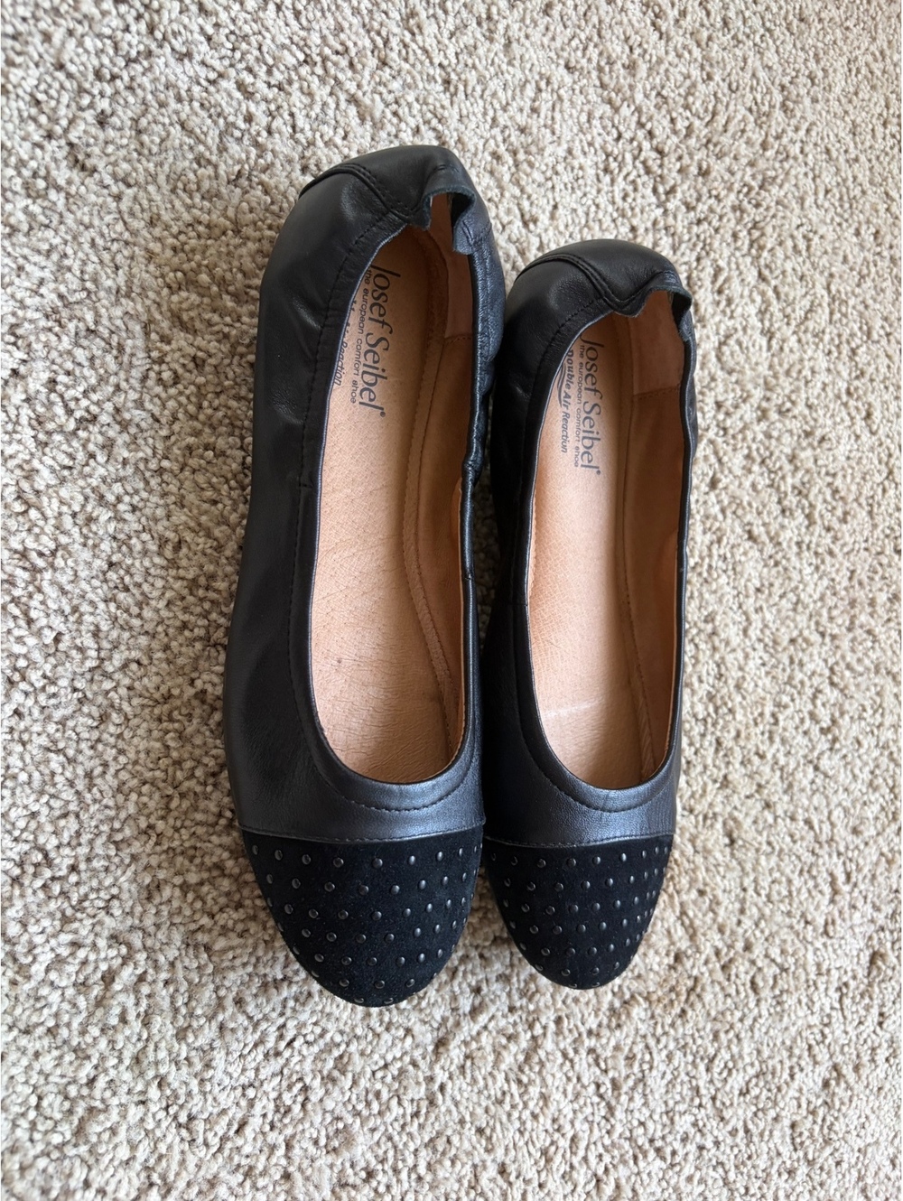 Josef Seibel Pippa ballet flats Double Air Reaction shoes size 41 US 10 black